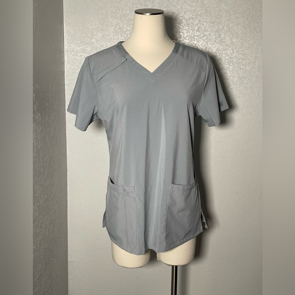 Gray Women's V-Neck Top scrub top - Picture 1 of 2